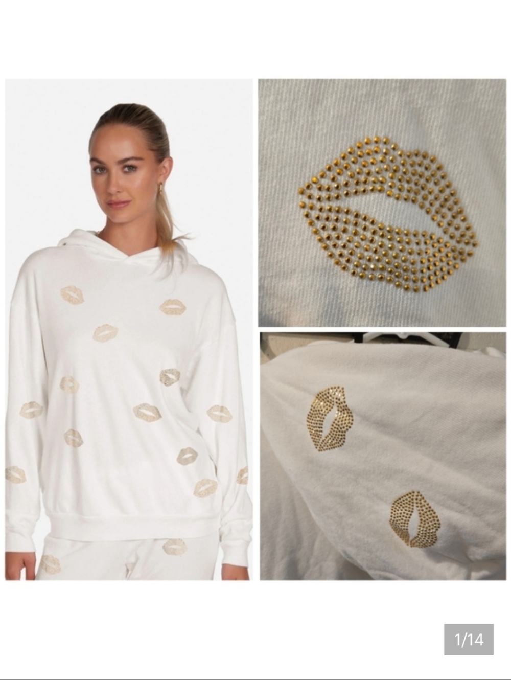Lauren Moshi Gold Stud Kisses Harmony hoodie